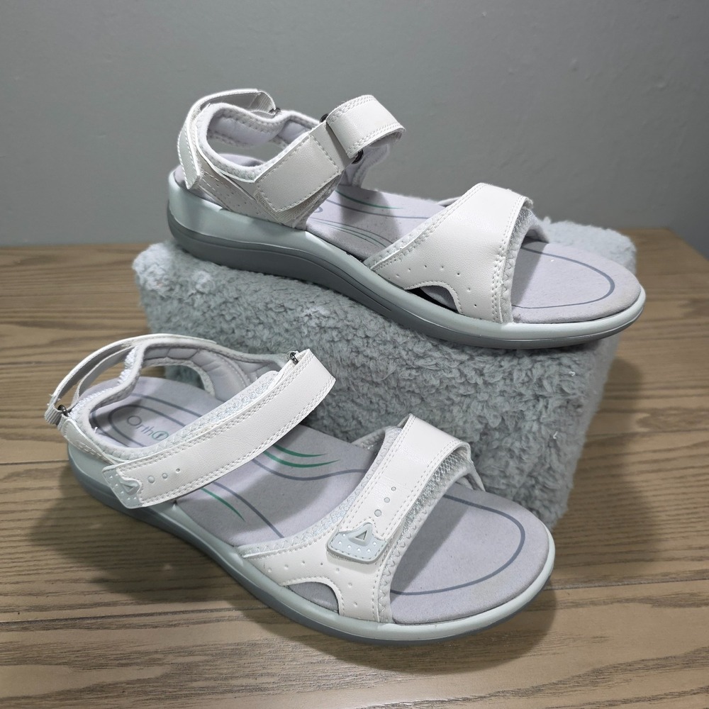 Orthofeet Orthopedic Sandals Women's Sz 11 D Wide Bone Gray‎ Adjustable Straps